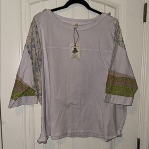 Easel Lavender Blouse with Floral Accents